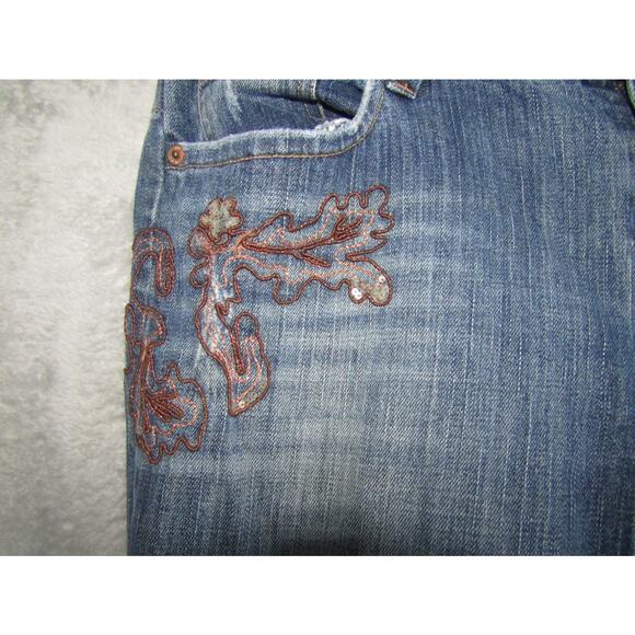 American Eagle Outfitters Jeans Women’s 10 Regular Bootcut Embroidered Blue Deni - Picture 2 of 11
